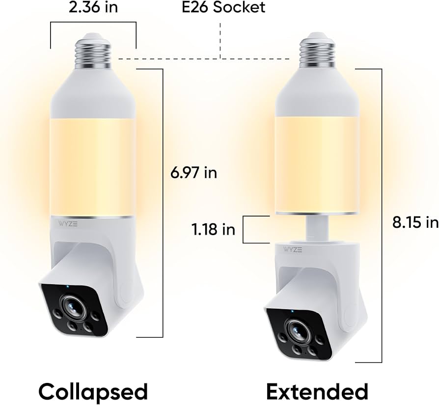 2K HD Smart Light Bulb Security Camera – Color Night Vision & 360° Adjustable Base