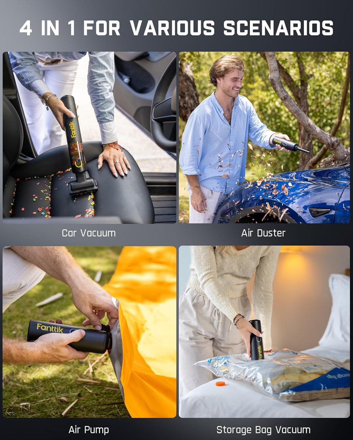 Aspirateur à main sans fil 4 en 1 ultime – Aspiration de 19 kPa et conception ultra-légère